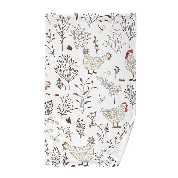 Floral Chicken Leaves Cotton Face Towels Absorbent Hand Towel Soft Bathroom Towel for Kitchen Hotel Decoration