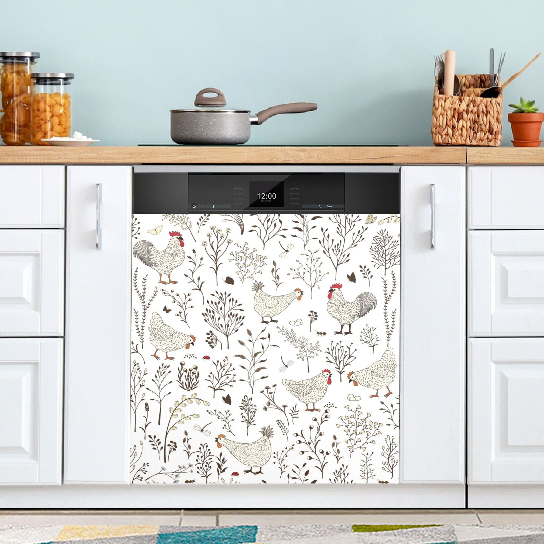 Lemon Wreath Dishwasher Magnet Cover - 23"W X 26"H Vinyl Decal Sticker For Refrigerator