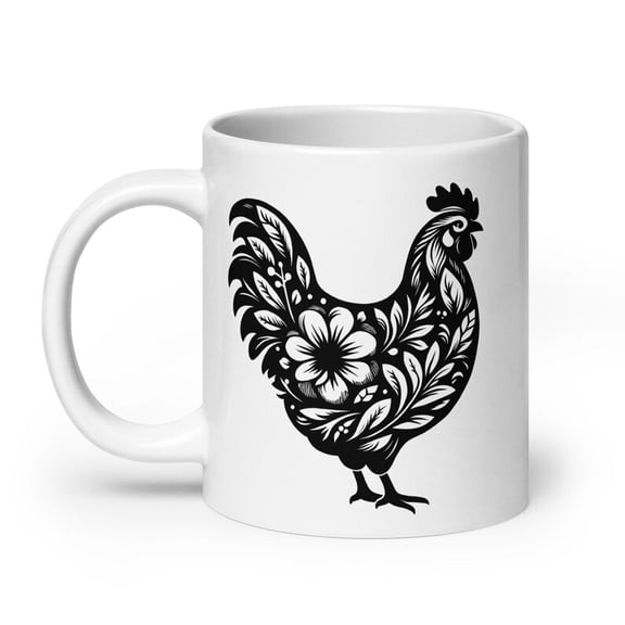 Floral Chicken Mug DE1corat Hen Silhouette Coffee Cup Farmhouse Chicken Lover Gift B1Oho Homestead Mug