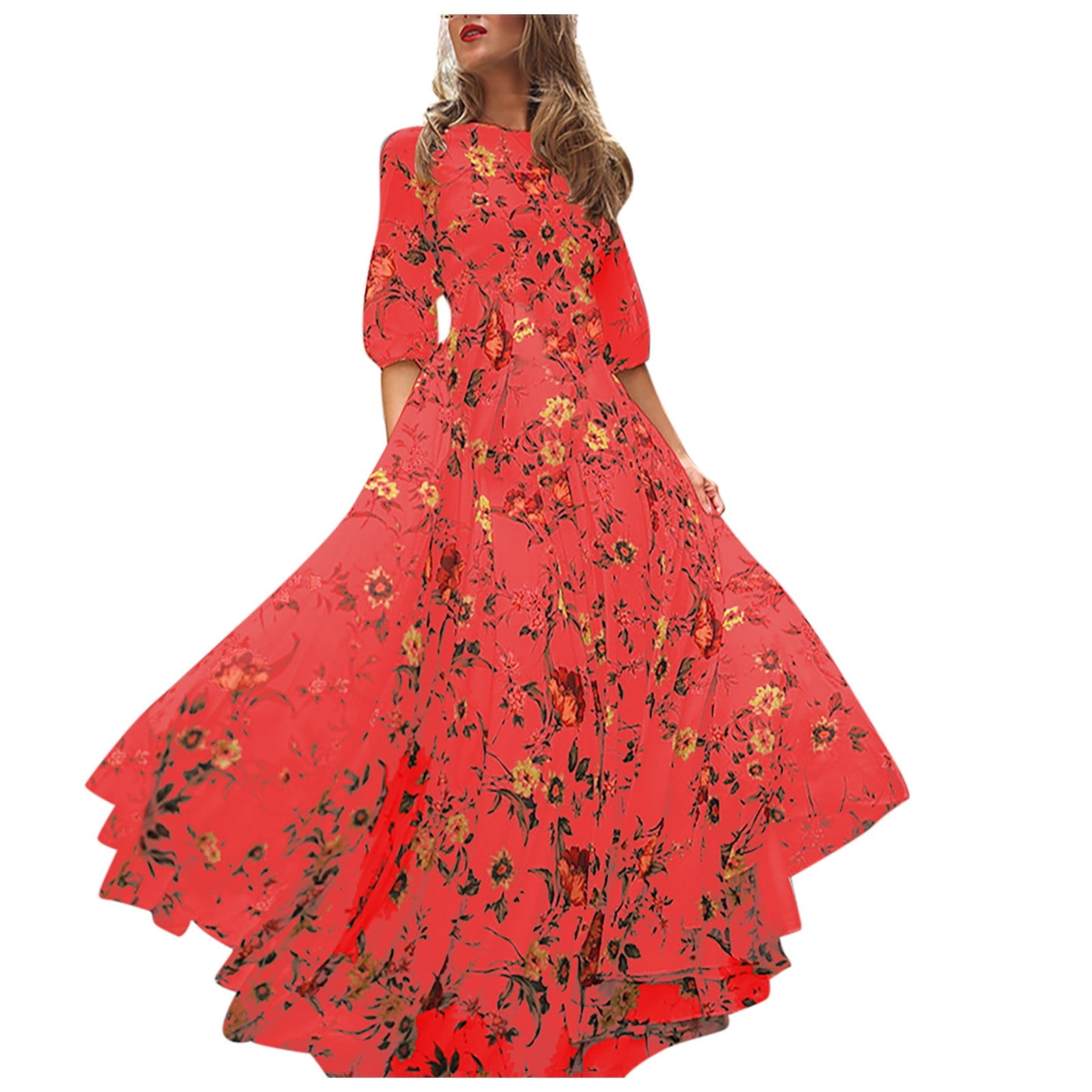 Floral Chiffon Maxi Dress For Women Elegant Spring Autumn Long Dresses Flare Slim Fit Casual Boho Sundress - Walmart.com Floral Chiffon Maxi Dress For Women Elegant Spring Autumn Long Dresses Flare Slim Fit Casual Boho Sundress - Walmart.com