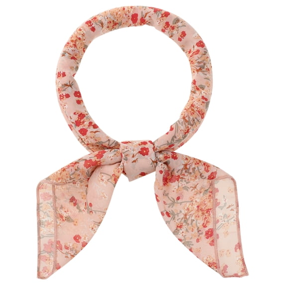 INSPIRE CHIC Floral Chiffon Scarves Square Skinny Long Neck Scarf Neckerchief Square-Light Red 70x70cm