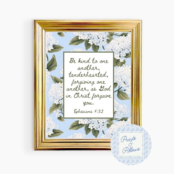 Floral Christian Hydrangea Grand Millennial Bible Verse Scripture Graphic Poster Unframed Paper Print