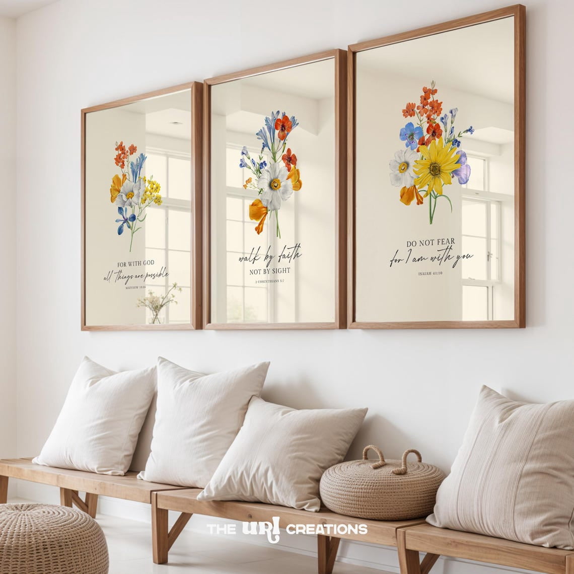 Floral Christian Wall Art Bible Verse Encouraging Scripture Home Decor ...