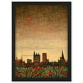 thumbnail image 1 of Floral City Skyline Poppies William Morris Artwork Framed Wall Art Print A4, 1 of 4