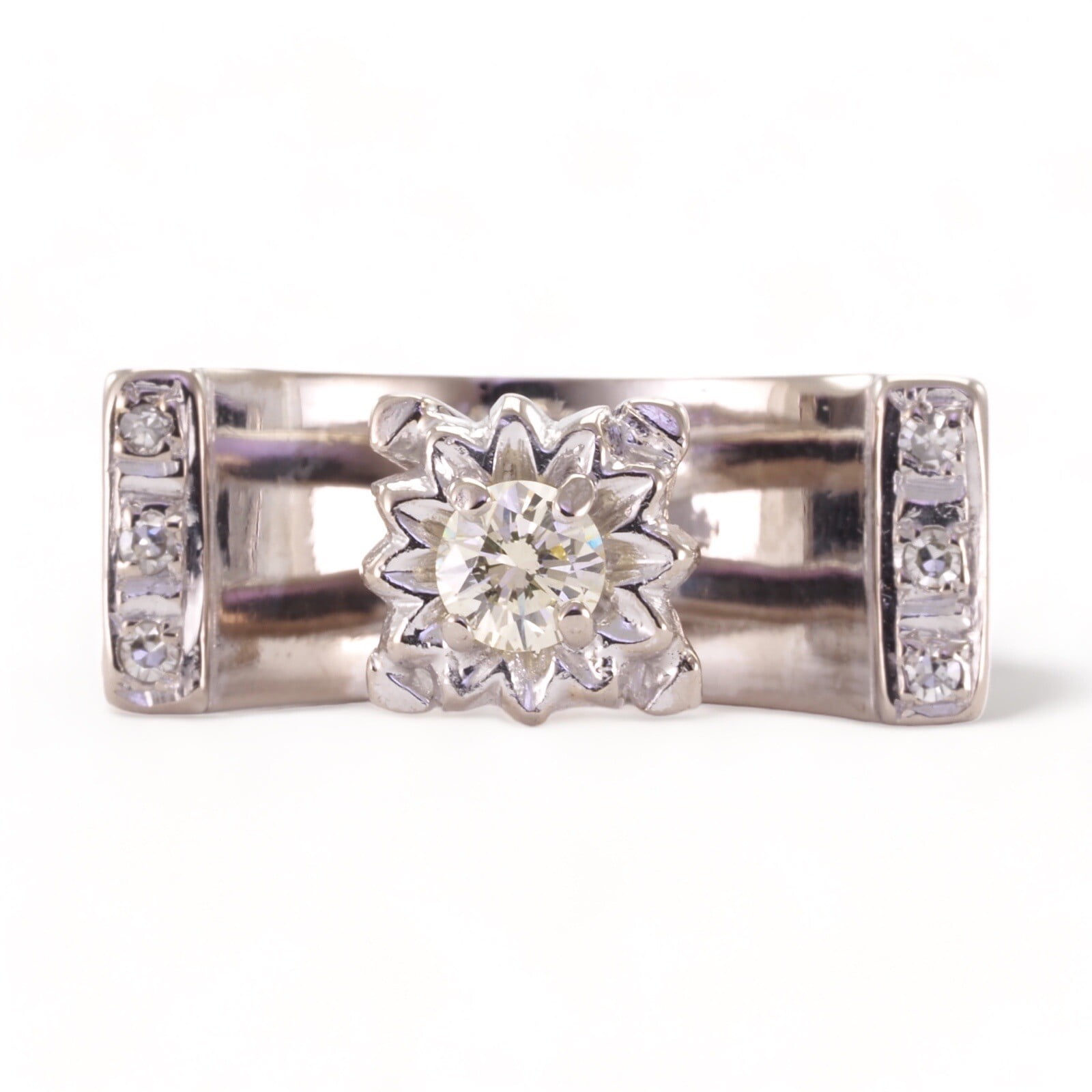 Floral Cluster Diamond Engagement Ring, Heighted Diamond Ring, Euro ...