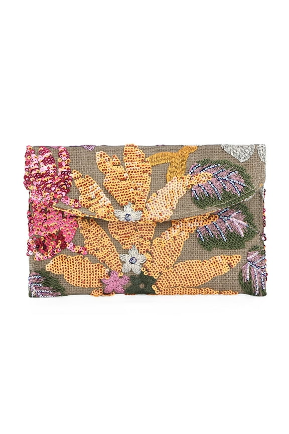 Floral Clutch Purses for Women Summer Embroidery Purses Sequin Beaded Evening Bag for Formal