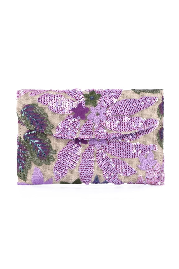 Floral Clutch Purses for Women Summer Embroidery Purses Sequin Beaded Evening Bag for Formal