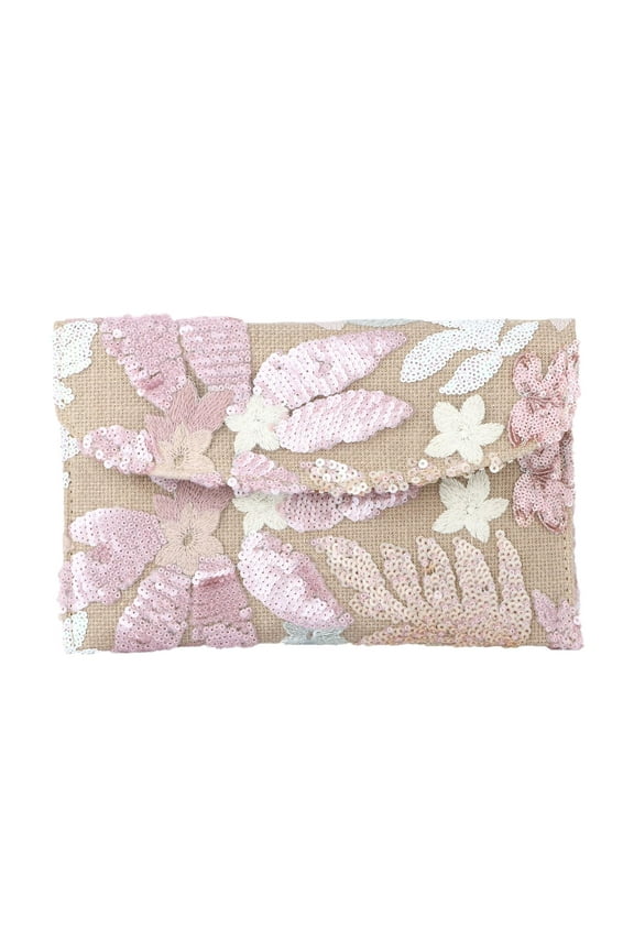 Floral Clutch Purses for Women Summer Embroidery Purses Sequin Beaded Evening Bag for Formal