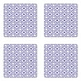 thumbnail image 1 of Floral Coaster Set of 4, Arts and Craft Theme Flower Pattern on Porcelain Inspired Texture Graphic Print, Square Hardboard Gloss Coasters, Standard Size, White and Blue, by Ambesonne, 1 of 2