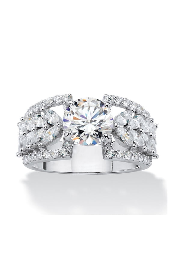 Elegant Leaf Shank Cocktail Women's Engagament Ring For Her Gift 1.9 Ct Diamond 14K White Gold Over