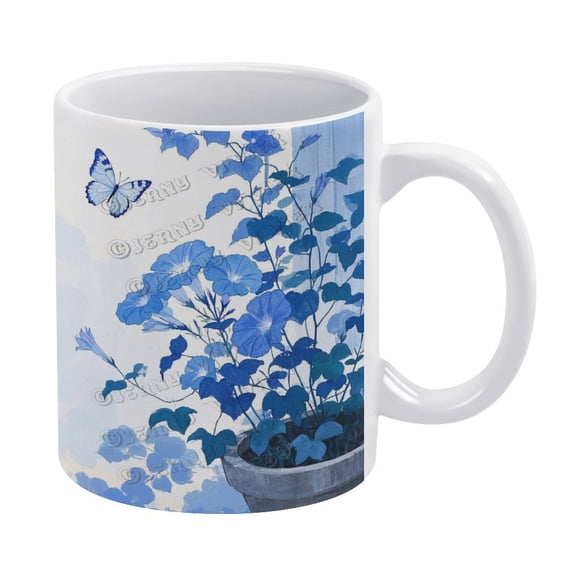 Floral Coffee Mug - 11 OZ Morning Glory Style, Charming Ceramic Mug for Daily Use, Perfect for Home and Office