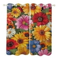 thumbnail image 1 of Floral Colorful Flower 2 Panel Curtain Set, Watercolor Painting Window Treatment Living Room Bedroom Decor, 1 of 5