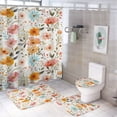 thumbnail image 1 of Floral Colorful Flower 4 Piece Shower Curtain Sets, Non-Slip Rugs, Toilet Lid Cover And Bath Mat, for Bathroom Decor Set, 72" X 72", 1 of 7