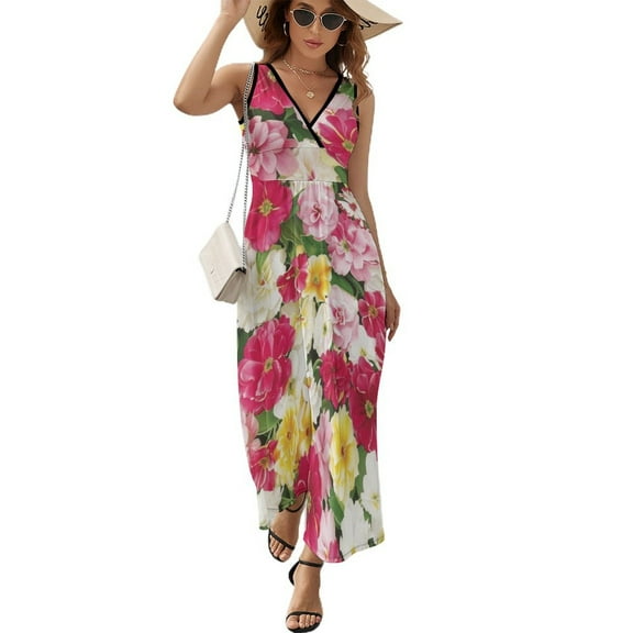 Floral Colorful Flower Art Sleeveless Dress Women's Summer Suit Dresses for Women 2025 Luxury Party Dress