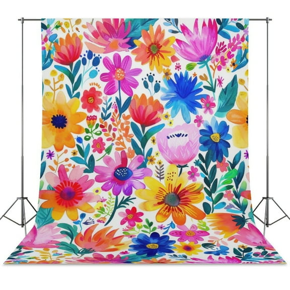 Floral Colorful Flower Backdrop Background for Photography Photo Booth Backdrop for Photoshoot Background Screen Video Recording Parties Curtain