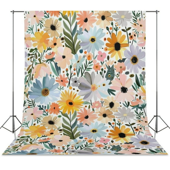 Floral Colorful Flower Backdrop Background for Photography Photo Booth Backdrop for Photoshoot Background Screen Video Recording Parties Curtain