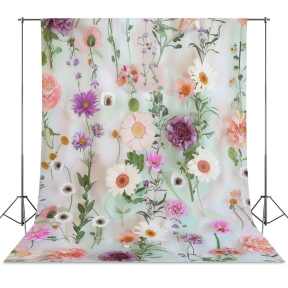 Floral Colorful Flower Backdrop Background for Photography Photo Booth Backdrop for Photoshoot Background Screen Video Recording Parties Curtain