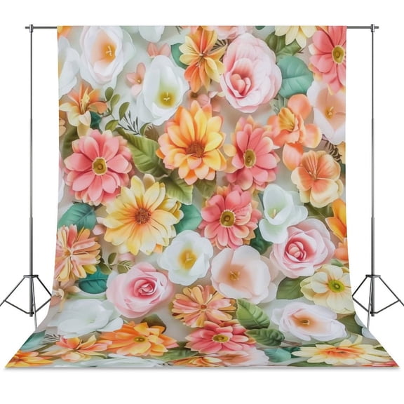 Floral Colorful Flower Backdrop Background for Photography Photo Booth Backdrop for Photoshoot Background Screen Video Recording Parties Curtain