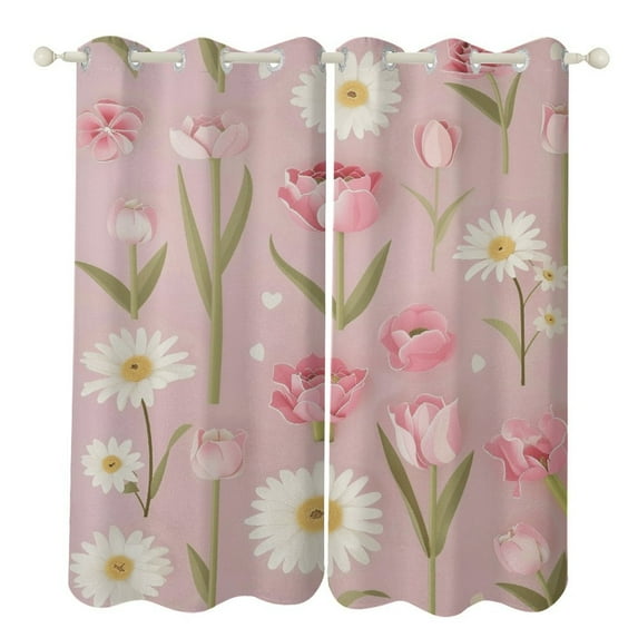 Floral Colorful Flower Curtains Watercolor Theme Window Curtains Grommet Blackout Drapes for Living Room Bedroom