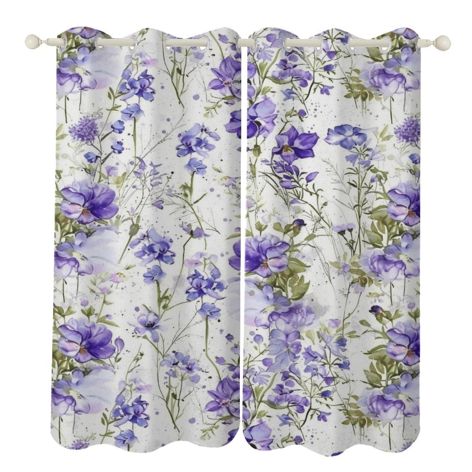 Floral Colorful Flower Curtains Watercolor Theme Window Curtains Grommet Blackout Drapes for Living Room Bedroom