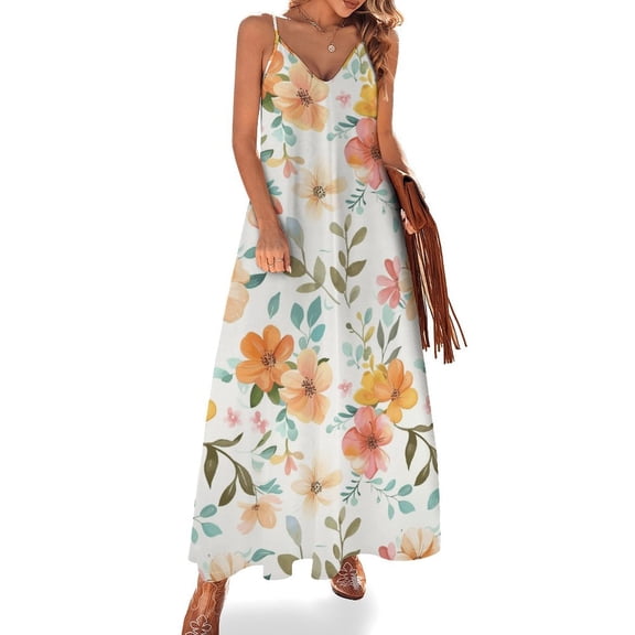Floral Colorful Flower Design Sleeveless Dress Woman Fashion Long Dresses Women's Summer Suit Dress 2025