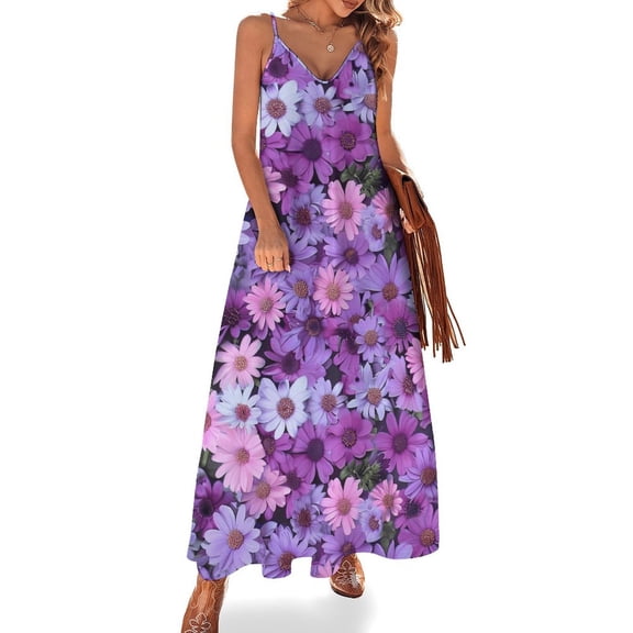 Floral Colorful Flower Design Sleeveless Dress Woman Fashion Long Dresses Women's Summer Suit Dress 2025
