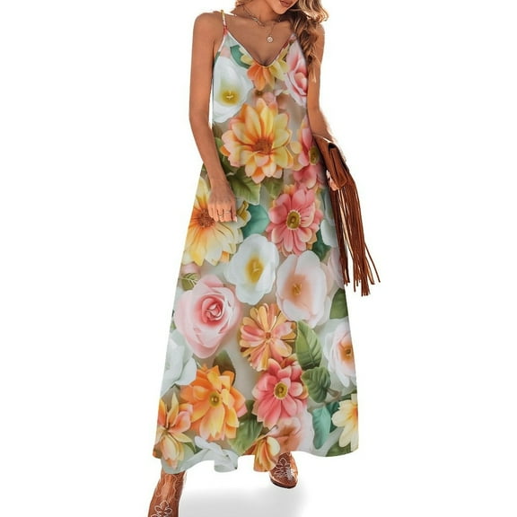 Floral Colorful Flower Fine Art Sleeveless Dress Summer Dress Woman 2025