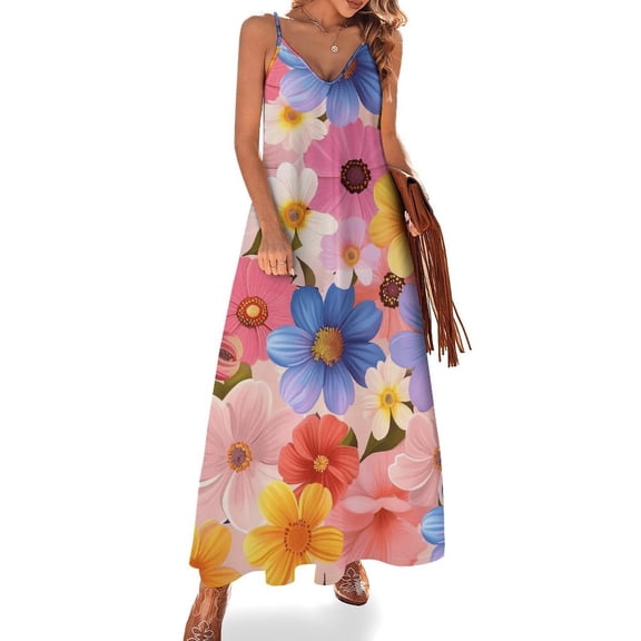 Floral Colorful Flower Fine Art Sleeveless Dress Summer Dress Woman 2025