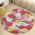 thumbnail image 1 of Floral Colorful Flower Floral Medallion Round Rug - Small Round Area Rug, Soft Non-Slip Machine Washable Bedroom Mat Indoor Accent Entry Carpet for Office Desk Dorm Hallway, 1 of 6