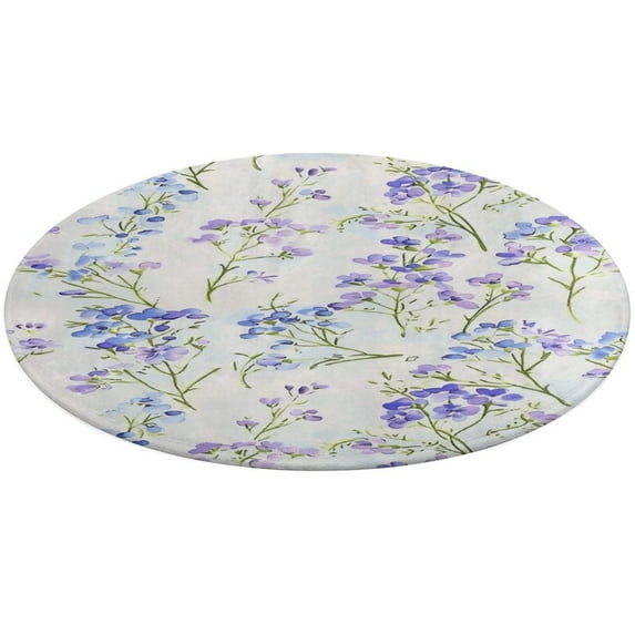 Floral Colorful Flower Floral Medallion Round Rug - Small Round Area Rug, Soft Non-Slip Machine Washable Bedroom Mat Indoor Accent Entry Carpet for Office Desk Dorm Hallway