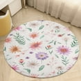 thumbnail image 1 of Floral Colorful Flower Floral Medallion Round Rug - Small Round Area Rug, Soft Non-Slip Machine Washable Bedroom Mat Indoor Accent Entry Carpet for Office Desk Dorm Hallway, 1 of 6