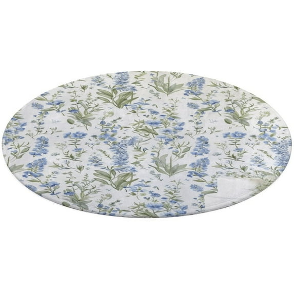 Floral Colorful Flower Floral Medallion Round Rug - Small Round Area Rug, Soft Non-Slip Machine Washable Bedroom Mat Indoor Accent Entry Carpet for Office Desk Dorm Hallway