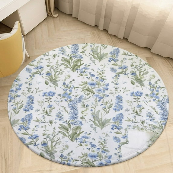 Floral Colorful Flower Floral Medallion Round Rug - Small Round Area Rug, Soft Non-Slip Machine Washable Bedroom Mat Indoor Accent Entry Carpet for Office Desk Dorm Hallway