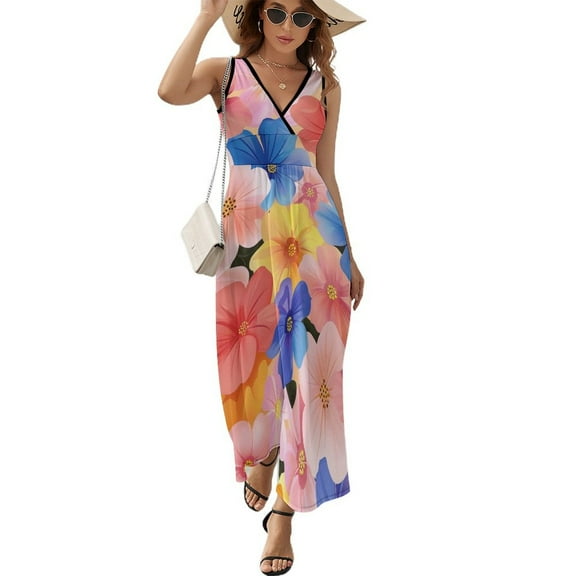 Floral Colorful Flower Pattern Design Sleeveless Dress Summer Clothes for Women Women's Clothing 2025