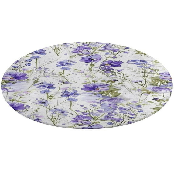 Floral Colorful Flower Round Rugs -Washable Non-Slip Small Round Area Rug Throw Soft Circle Rugs for Bedroom, Modern Print Indoor Carpet for Entryway Sofa Living Room