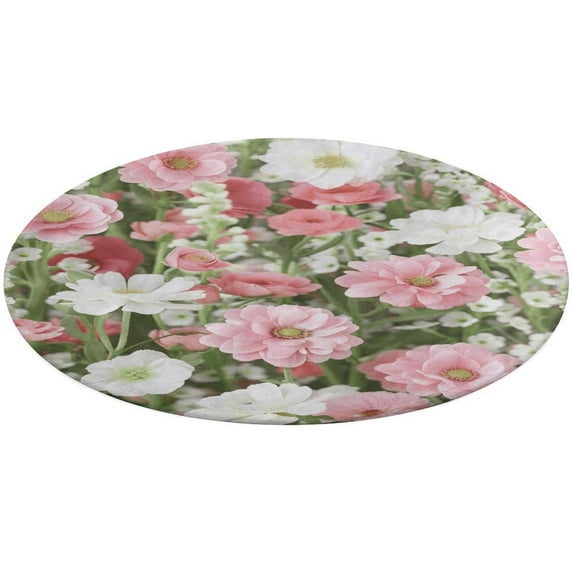 Floral Colorful Flower Round Rugs -Washable Non-Slip Small Round Area Rug Throw Soft Circle Rugs for Bedroom, Modern Print Indoor Carpet for Entryway Sofa Living Room
