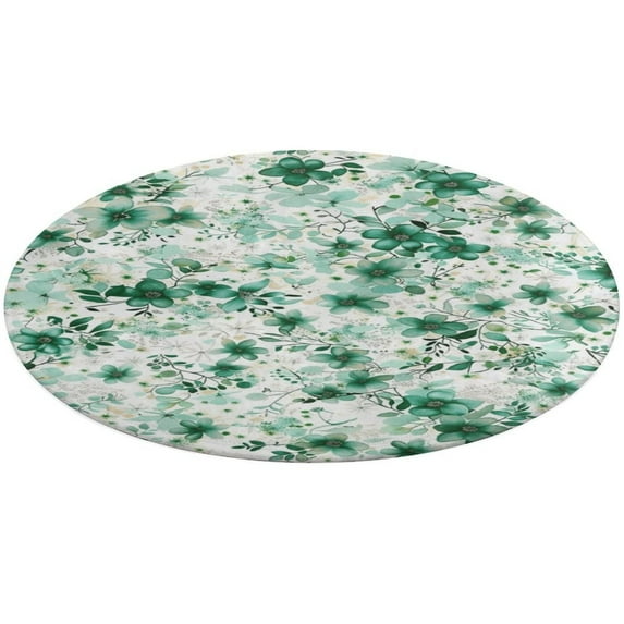 Floral Colorful Flower Round Rugs -Washable Non-Slip Small Round Area Rug Throw Soft Circle Rugs for Bedroom, Modern Print Indoor Carpet for Entryway Sofa Living Room