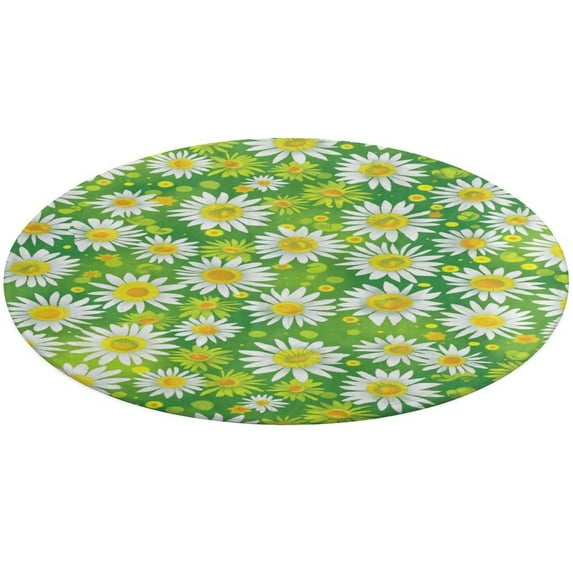 Floral Colorful Flower Round Small Area Rug, Print Non Slip Washable Floor Mat, Soft Throw Rug for Living Room, Powder Room Entryway, Bathroom, Bedside