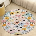 thumbnail image 1 of Floral Colorful Flower Round Small Area Rug, Print Non Slip Washable Floor Mat, Soft Throw Rug for Living Room, Powder Room Entryway, Bathroom, Bedside, 1 of 6