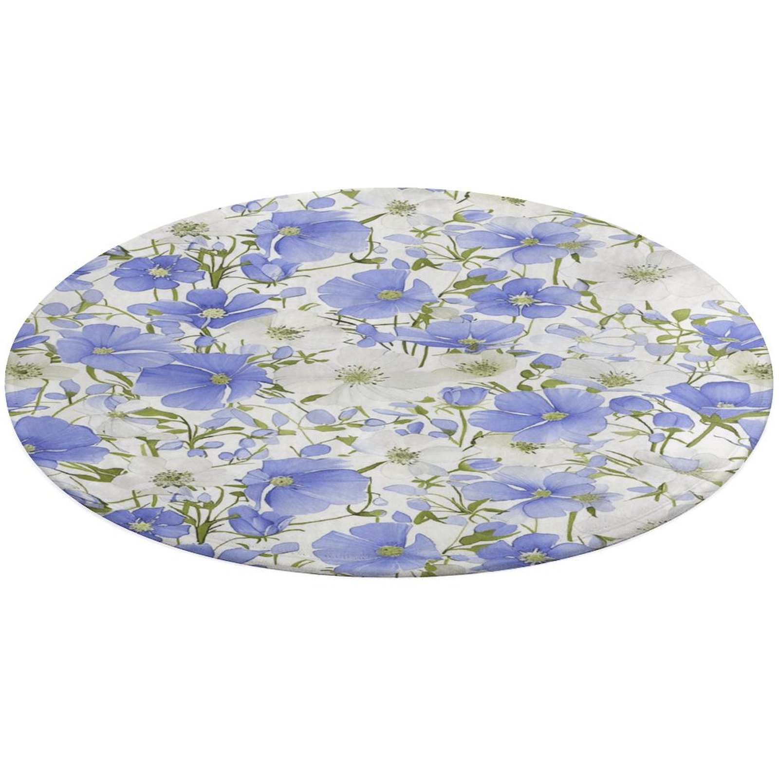 Floral Colorful Flower Round Small Area Rug, Print Non Slip Washable ...