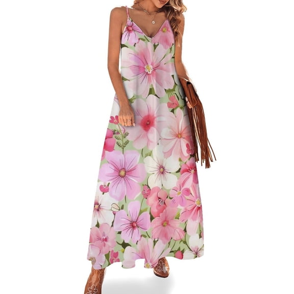 Floral Colorful Flower Sleeveless Dress Woman Fashion Long Dresses Women's Summer Suit Dress Summer 2025 Women