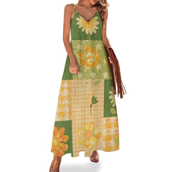 Floral Colorful Flower Sleeveless Dress Woman Fashion Long Dresses Women's Summer Suit Dress Summer 2025 Women
