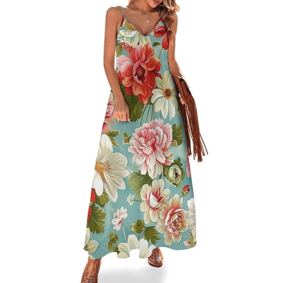 Floral Colorful Flower Sleeveless Dress Women's Luxury Party Dress Birthday Dresses for Women