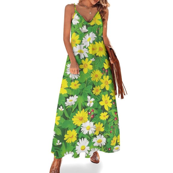 Floral Colorful Flower Sleeveless Dress Women's Luxury Party Dress Birthday Dresses for Women