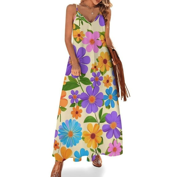 Floral Colorful Flower Sleeveless Dress Women's Luxury Party Dress Birthday Dresses for Women