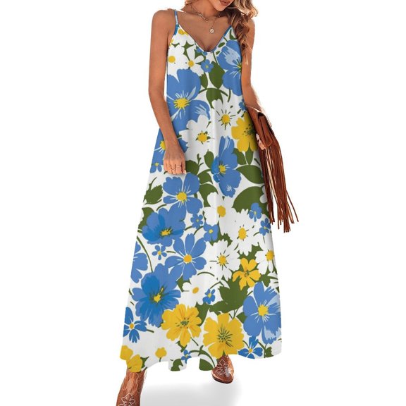 Floral Colorful Flower Sleeveless Dress Women's Luxury Party Dress Birthday Dresses for Women