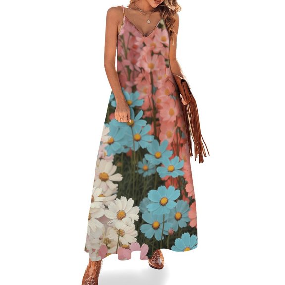 Floral Colorful Flower Sleeveless Dress for Women Clothing Female Women's Summer Skirt