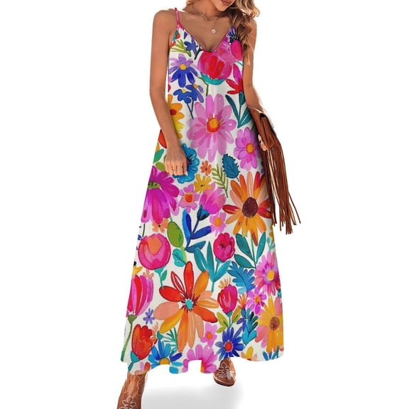 Floral Colorful Flower Sleeveless Dress for Women Clothing Female Women's Summer Skirt
