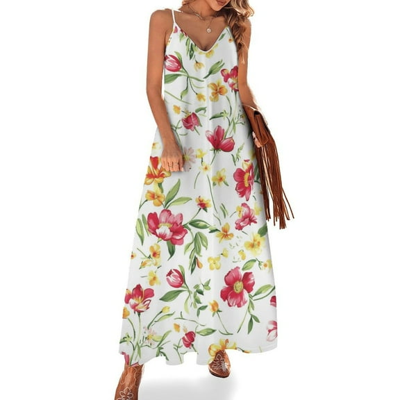 Floral Colorful Flower Sleeveless Dress for Women Clothing Female Women's Summer Skirt