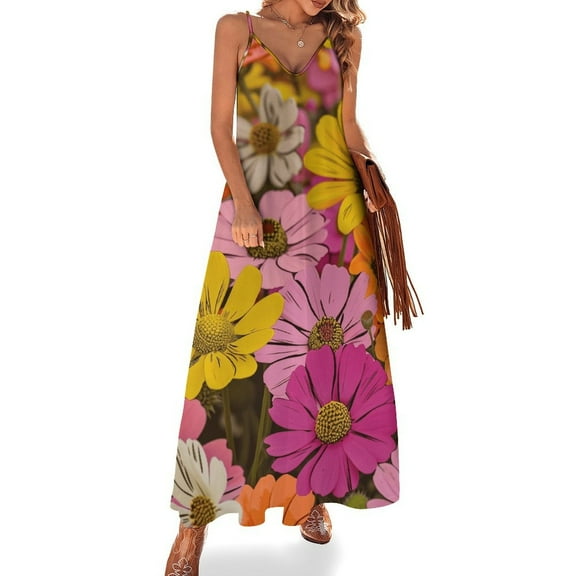Floral Colorful Flower Sleeveless Dress for Women Clothing Female Women's Summer Skirt
